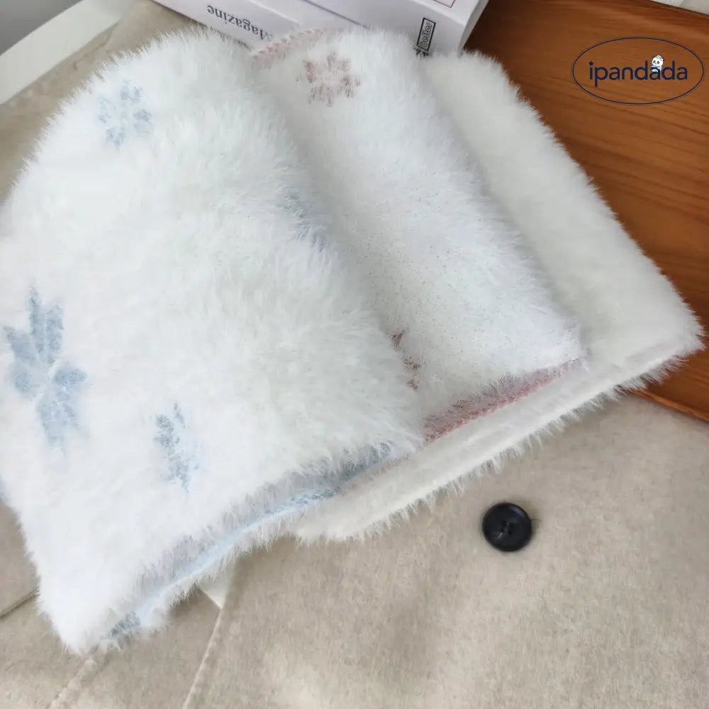 雪柄 マフラー レディース かわいい 甘い 暖かい ふわふわ ネックウォーマー クリスマスプレゼント ID3090
