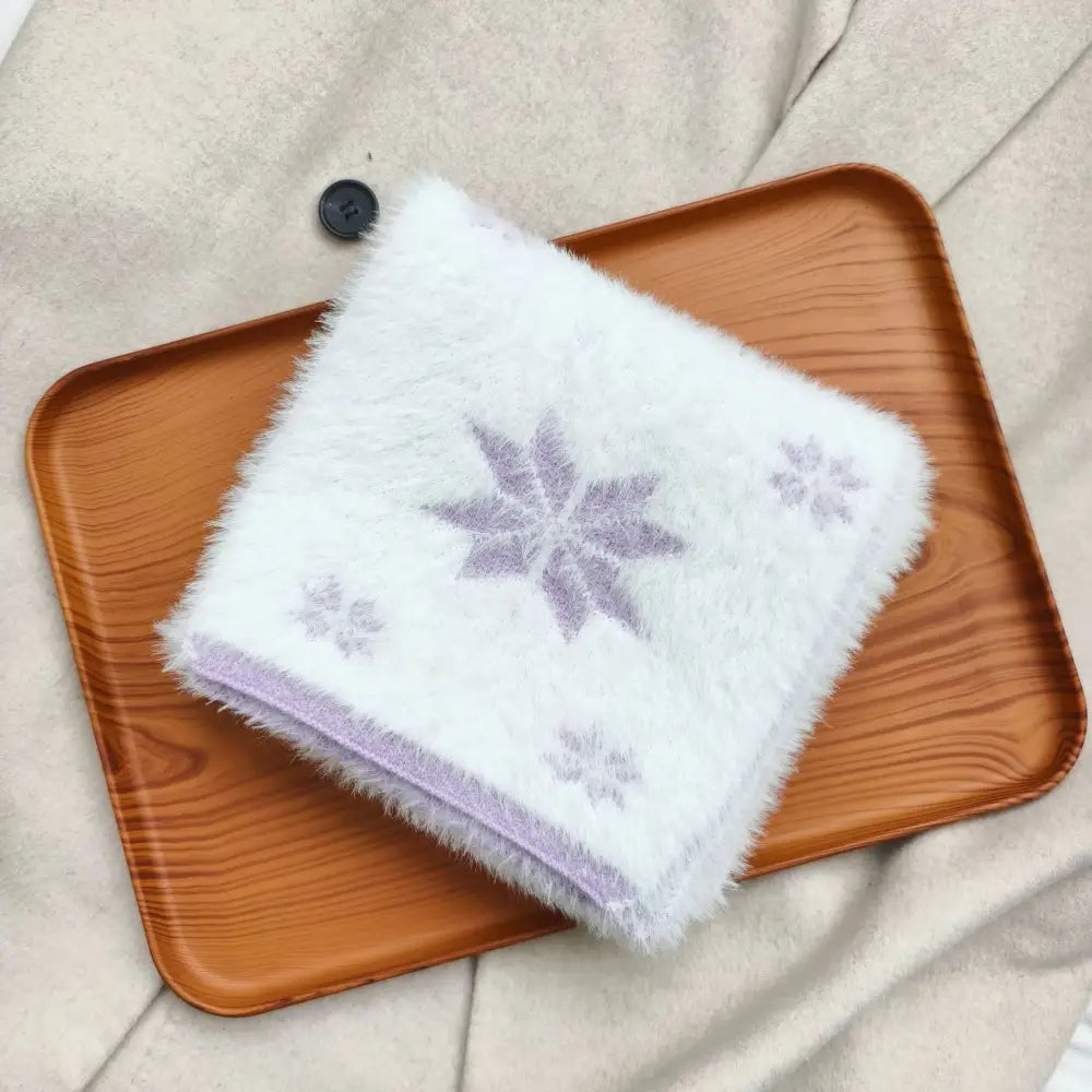 雪柄 マフラー レディース かわいい 甘い 暖かい ふわふわ ネックウォーマー クリスマスプレゼント ID3090 パープル / 165*20cm