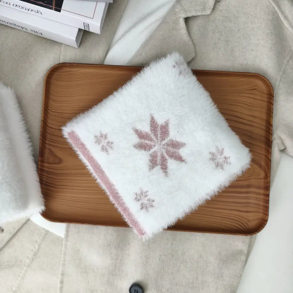 雪柄 マフラー レディース かわいい 甘い 暖かい ふわふわ ネックウォーマー クリスマスプレゼント ID3090 ピンク / 165*20cm
