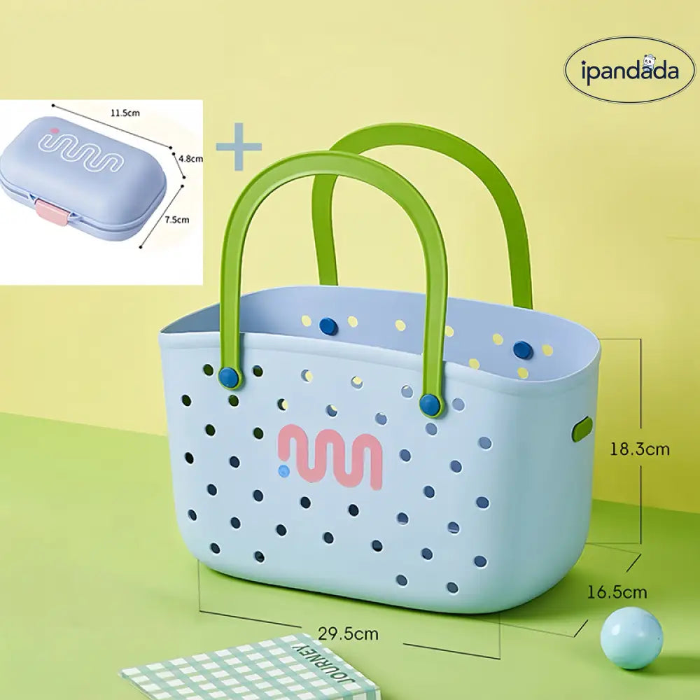 学生寮 用 手提げ バスケット 洗面器 3点セット シャワーバケツ マウスウォッシュカップ シャワーバスケット 寮生活 新学期 洗面用具セット ID2096 ブルー / バスケット + ソープディッシュ インテリア雑貨>収納雑貨