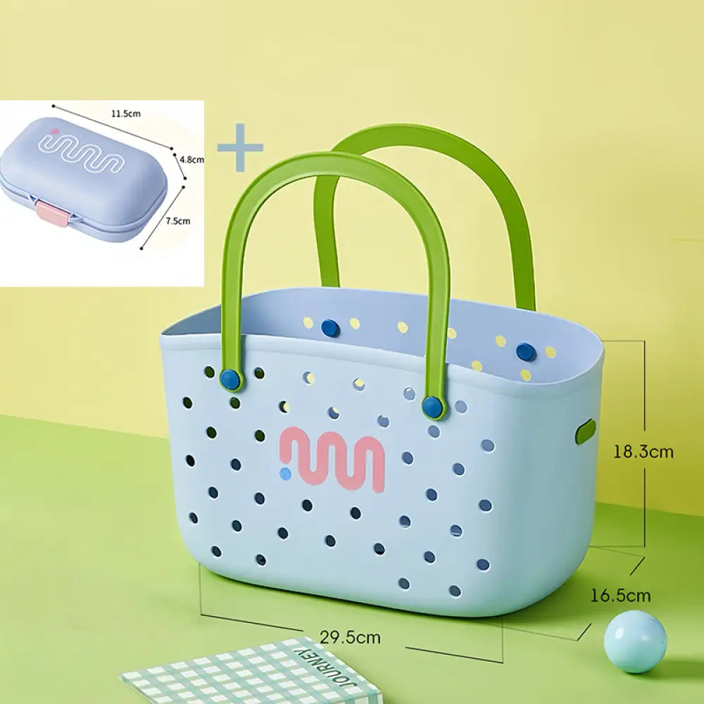 学生寮 用 手提げ バスケット 洗面器 3点セット シャワーバケツ マウスウォッシュカップ シャワーバスケット 寮生活 新学期 洗面用具セット ID2096 ブルー / バスケット + ソープディッシュ インテリア雑貨>収納雑貨