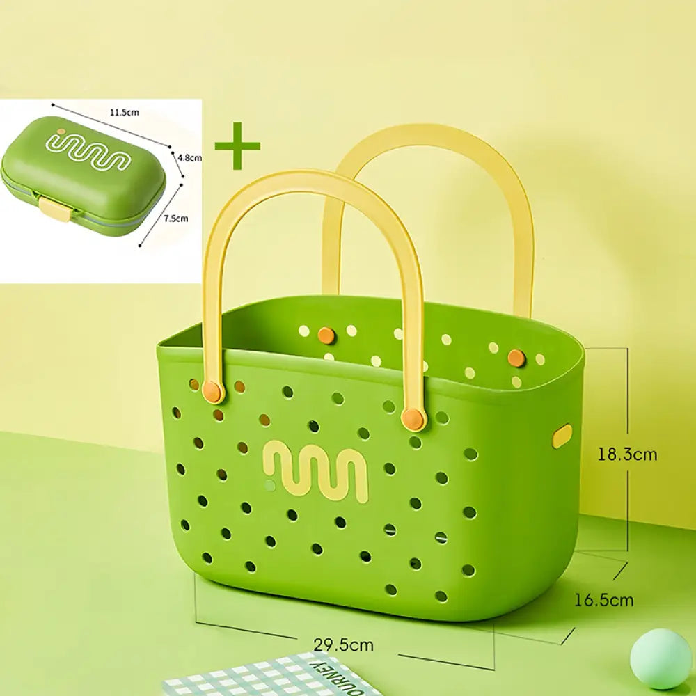 学生寮 用 手提げ バスケット 洗面器 3点セット シャワーバケツ マウスウォッシュカップ シャワーバスケット 寮生活 新学期 洗面用具セット ID2096 グリーン / バスケット + ソープディッシュ インテリア雑貨>収納雑貨