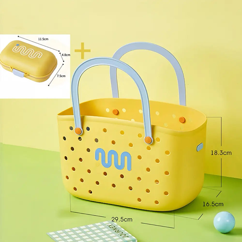 学生寮 用 手提げ バスケット 洗面器 3点セット シャワーバケツ マウスウォッシュカップ シャワーバスケット 寮生活 新学期 洗面用具セット ID2096 イエロー / バスケット + ソープディッシュ インテリア雑貨>収納雑貨