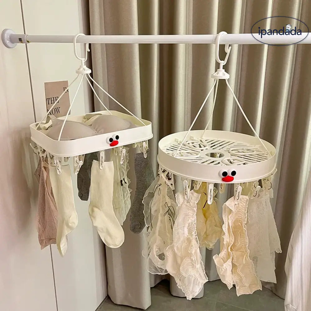 靴下 乾燥ラック 家庭用 バルコニー 神器 下着 ソックス 防風 クリップ付き 滑り止め 洗濯ハンガー 学生用 寮用 ID2106