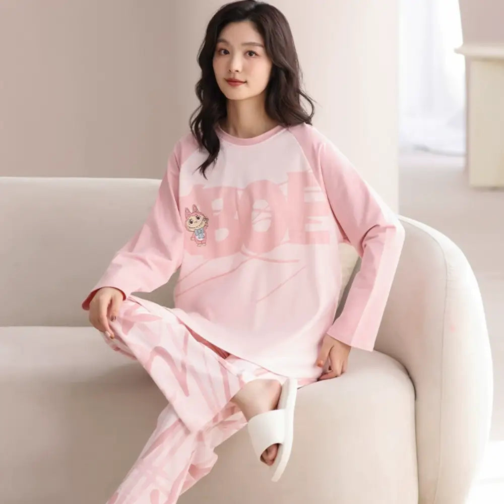 綿100% カップル labubu パジャマ レディース 春秋 長袖 キャラクター かわいい メンズ ホームウェア セットアップ 快適 吸汗 通気性 おしゃれ ルームウェア ゆったり 着心地 シンプル カジュアル ナチュラル ペア 自宅用