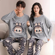 綿100% カップル labubu パジャマ レディース 春秋 長袖 キャラクター かわいい メンズ ホームウェア セットアップ 快適 吸汗 通気性 おしゃれ ルームウェア ゆったり 着心地 シンプル カジュアル ナチュラル ペア 自宅用 リラックス レディース用 メンズ用 ID2272