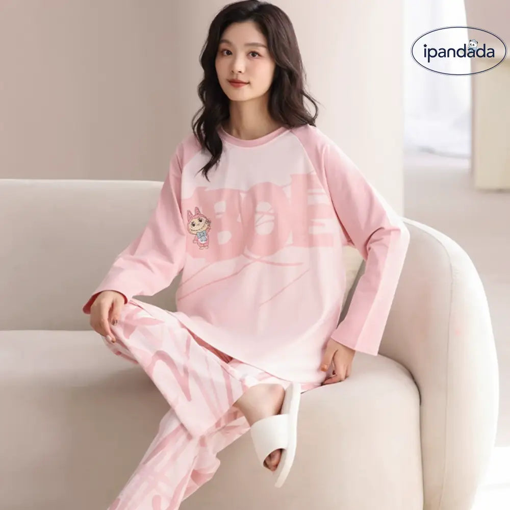 綿100% カップル labubu パジャマ レディース 春秋 長袖 キャラクター かわいい メンズ ホームウェア セットアップ 快適 吸汗 通気性 おしゃれ ルームウェア ゆったり 着心地 シンプル カジュアル ナチュラル ペア 自宅用 リラックス レディース用 メンズ用 ID2272