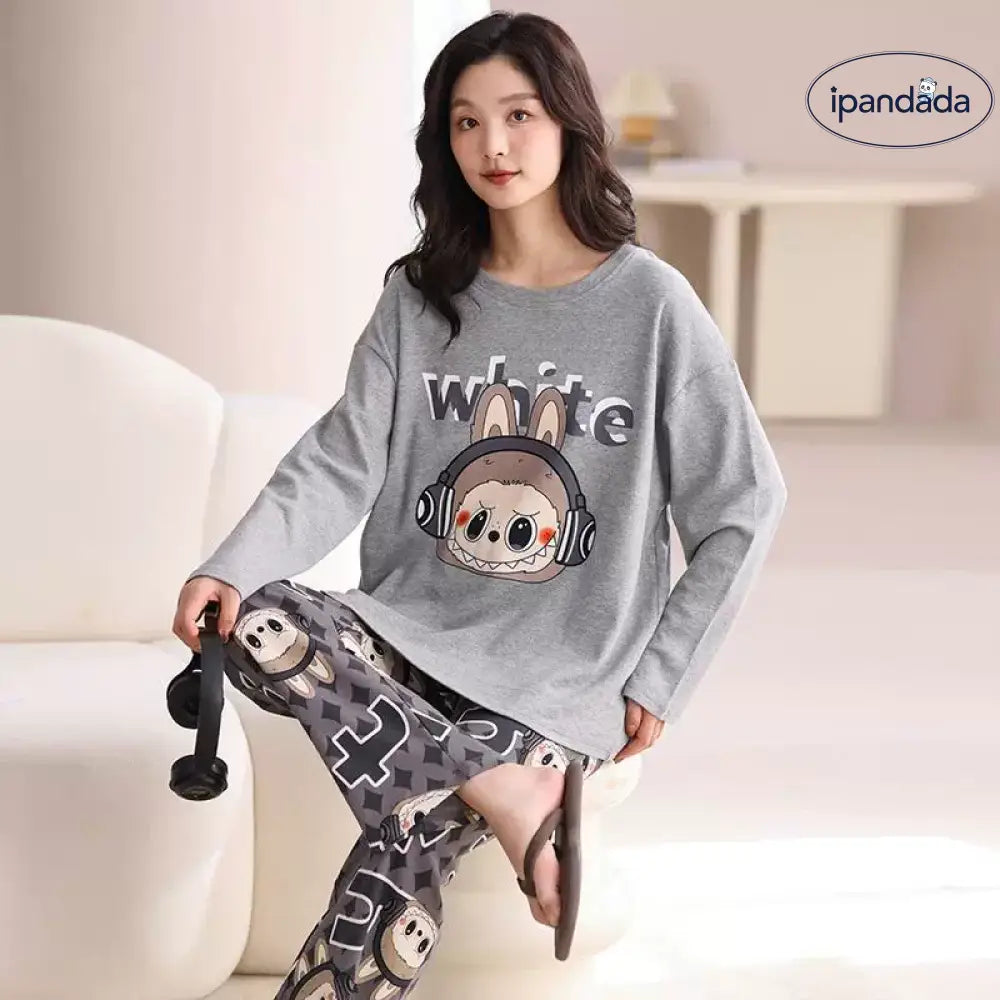 綿100% カップル labubu パジャマ レディース 春秋 長袖 キャラクター かわいい メンズ ホームウェア セットアップ 快適 吸汗 通気性 おしゃれ ルームウェア ゆったり 着心地 シンプル カジュアル ナチュラル ペア 自宅用 リラックス レディース用 メンズ用 ID2272