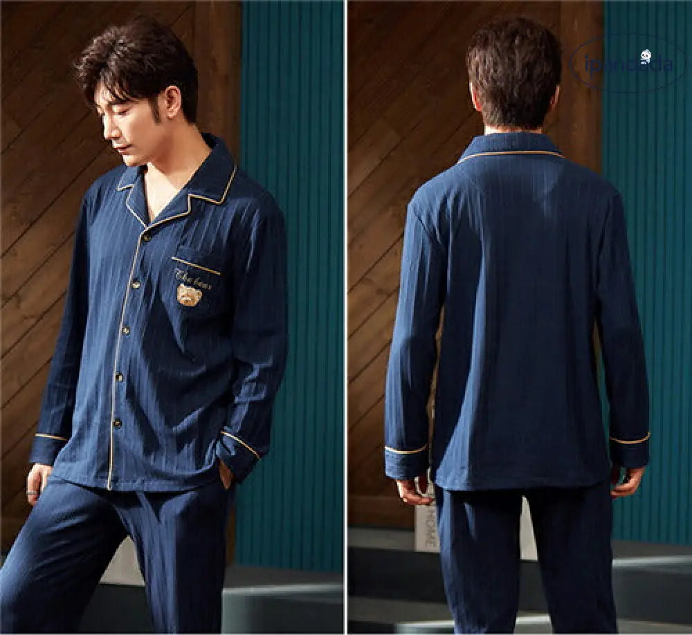 ペア パジャマ 長袖 カップル ペア ルームウェア 結婚祝い プレゼント  秋冬 ギフト 上下 セット 部屋着 ペアルック おそろい  メンズ 秋 記念日 前開き クマ ベージュ ID2235