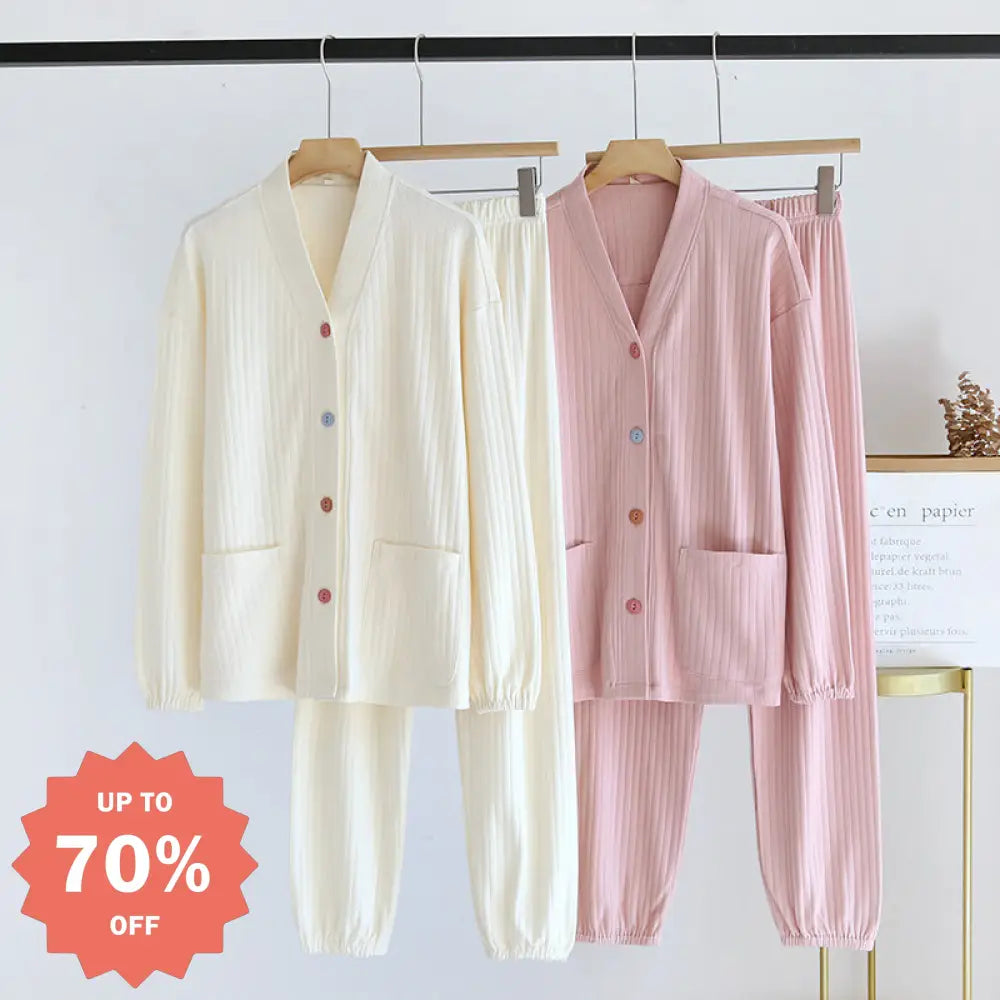 異なる色のバックル ルームウェア カーディガン パンツ 部屋着 レディース シンプル ナイトウェア セットアップ パジャマ 大人 おしゃれ かわいい レディース＞セットアップ