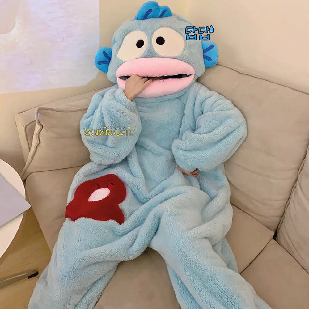 ユニーク 魚 ハンプトン インスタ 人気 かわいい いたずら つなぎ カップル パジャマ 男女 冬 フリース裏起毛 厚手 珊瑚フリース キャラクター ホームウェア 暖かい 柔らかい 保温 快適 おしゃれ ルームウェア 自宅用 リラックス ペア ID2485