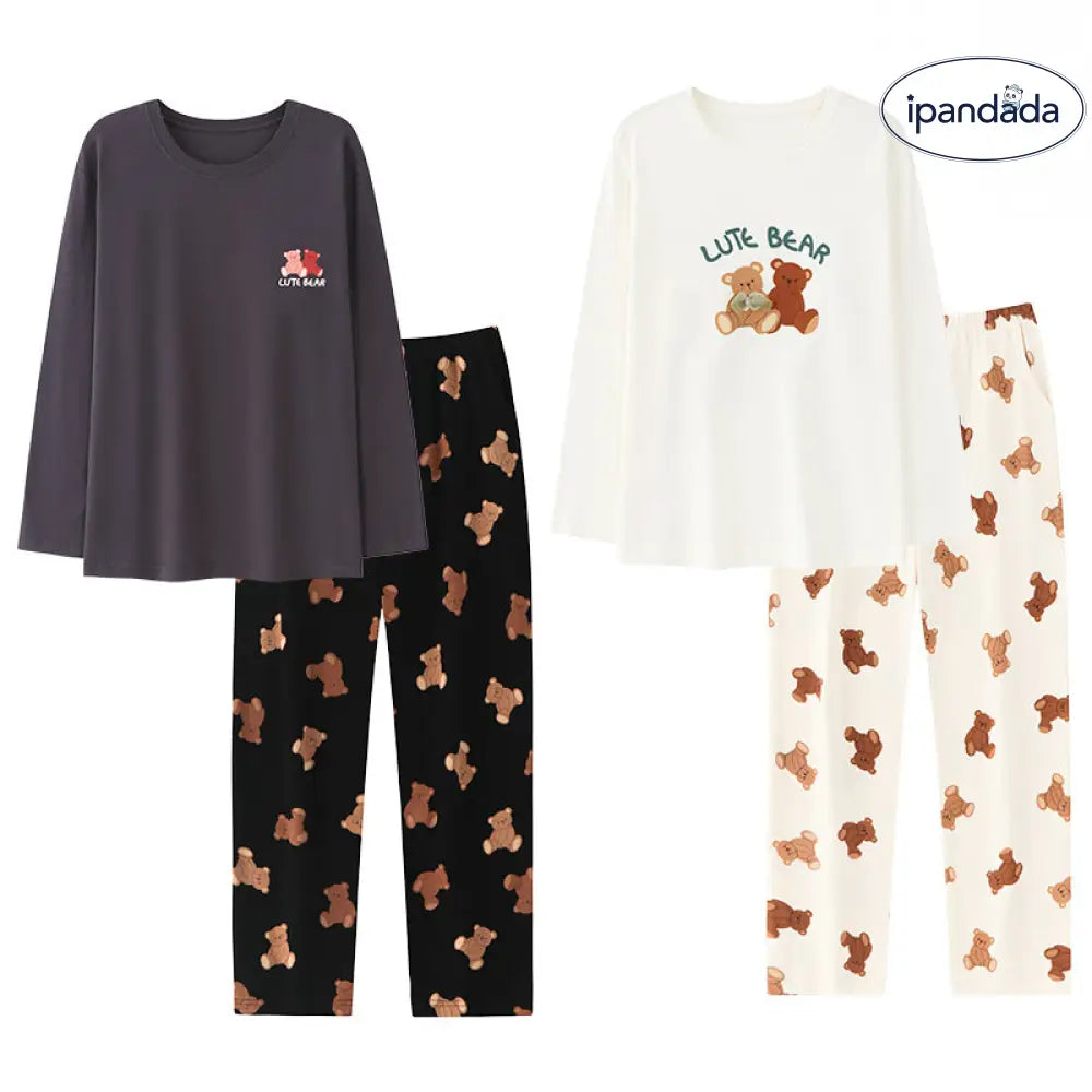 全棉 カップル 長袖 長ズボン プルオーバー パジャマ 綿100％ 長袖 外出可能 ルームウェア 高品質 ID2566