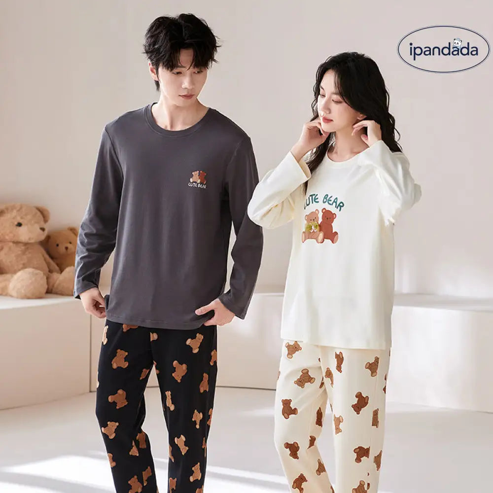 全棉 カップル 長袖 長ズボン プルオーバー パジャマ 綿100％ 長袖 外出可能 ルームウェア 高品質 ID2566