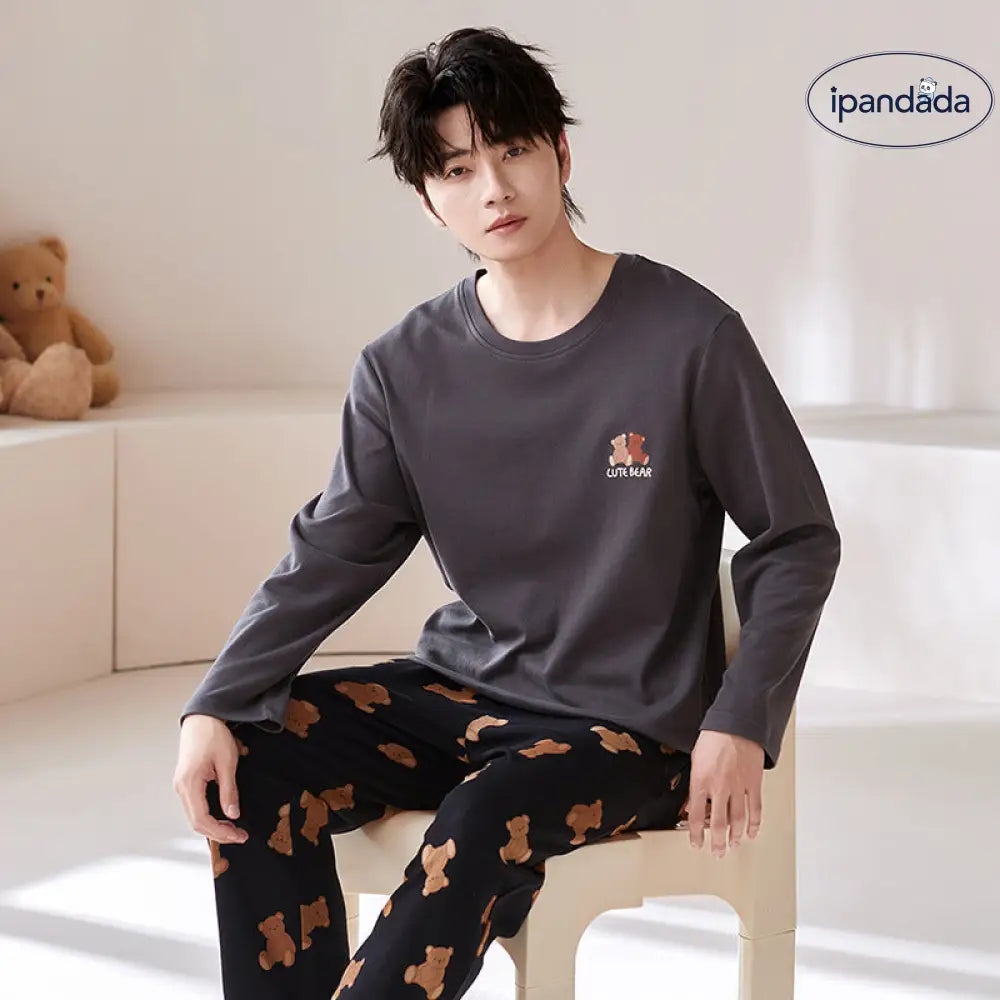 全棉 カップル 長袖 長ズボン プルオーバー パジャマ 綿100％ 長袖 外出可能 ルームウェア 高品質 ID2566