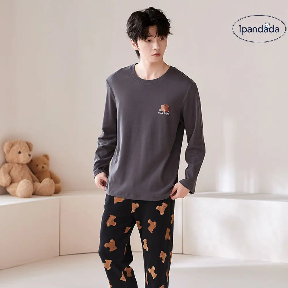 全棉 カップル 長袖 長ズボン プルオーバー パジャマ 綿100％ 長袖 外出可能 ルームウェア 高品質 ID2566