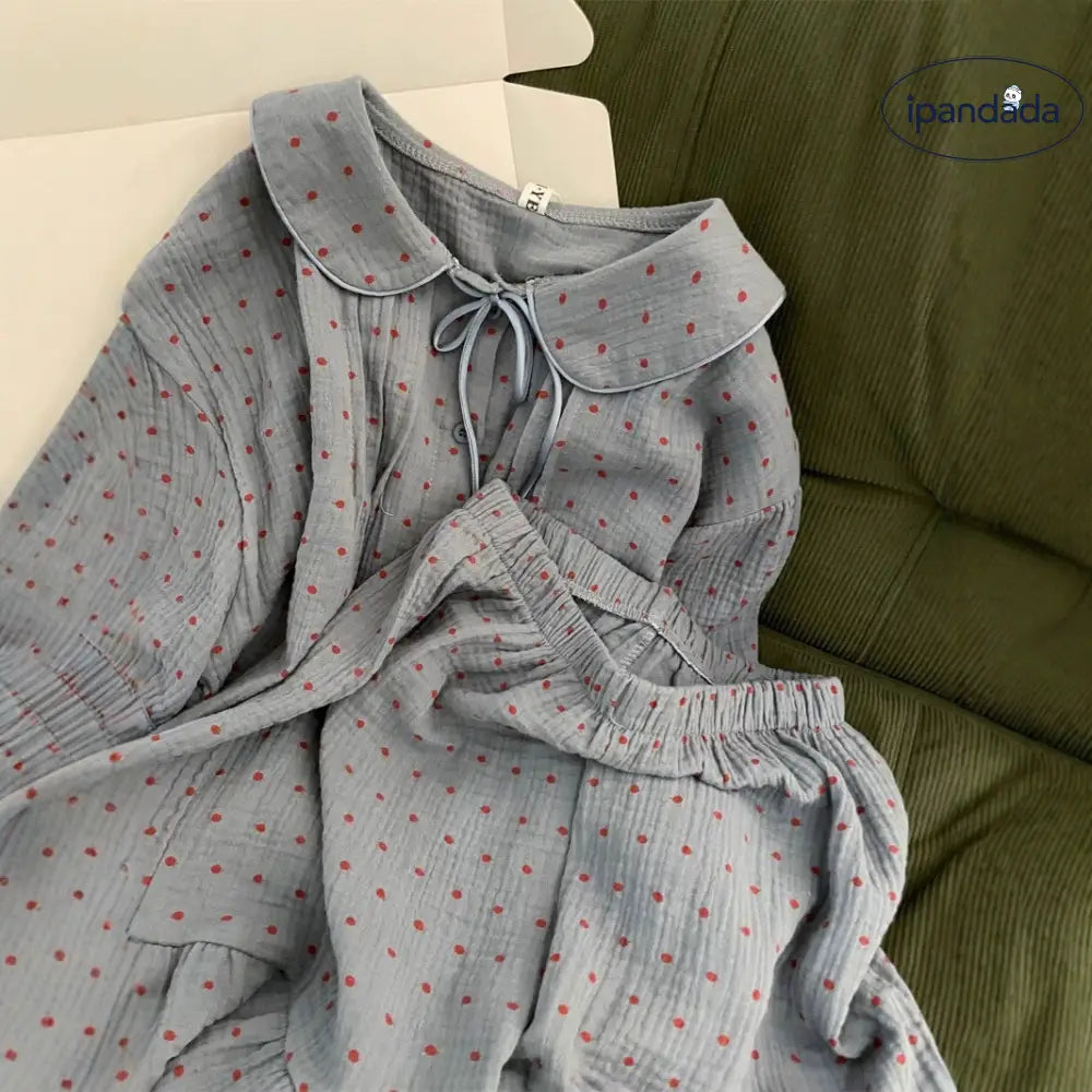ID1829 ゆったりとした 快適な ドールカラー レース付き 半袖 ショートパンツ カジュアルで可愛い ルームウェア セット 甘くてふわふわ
