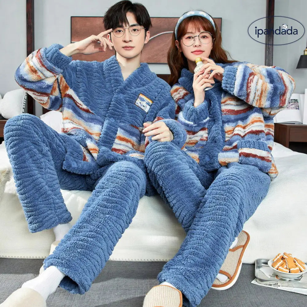 カップル ペア パジャマ モコモコパジャマ お揃い 冬 ルームウェア レディース 虹色 上下セット 男女お揃い メンズ 大きいサイズ 裏起毛 厚手 部屋着 フリース 大人用 前開き 羽織り ペアルック おしゃれ 寝間着 出かける 可愛い