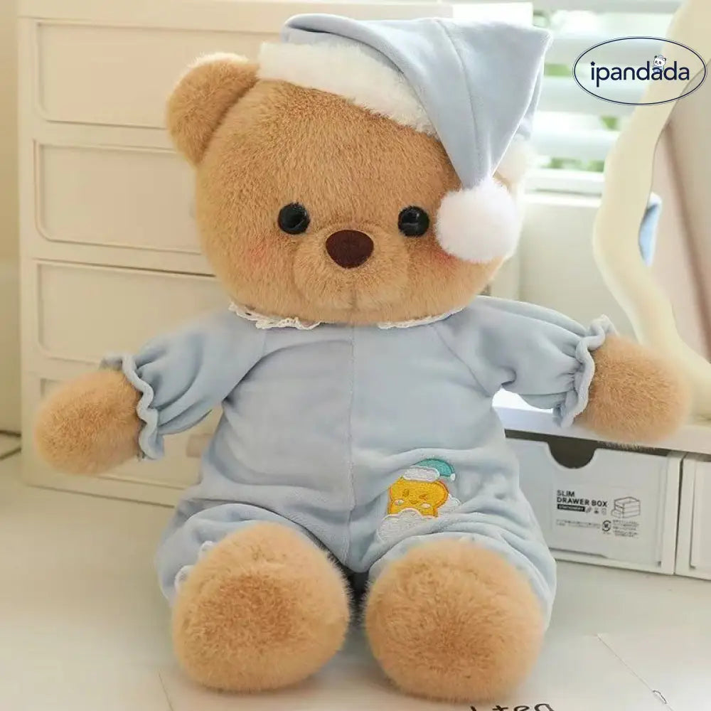 ID1431 おやすみくま 安眠シリーズ ふわもこ抱きぐせ 寝かしつけ相棒 こどもギフト 誕生日サプライズ 夜の守り ママの見方 ブルー / 40cm インテリア雑貨＞ぬいぐるみ
