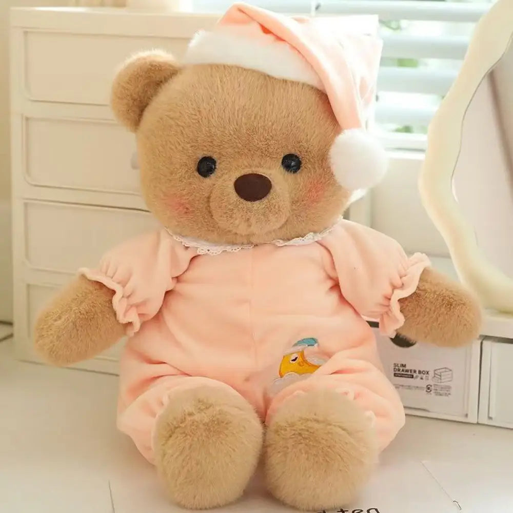 ID1431 おやすみくま 安眠シリーズ ふわもこ抱きぐせ 寝かしつけ相棒 こどもギフト 誕生日サプライズ 夜の守り ママの見方 ピンク / 40cm インテリア雑貨＞ぬいぐるみ