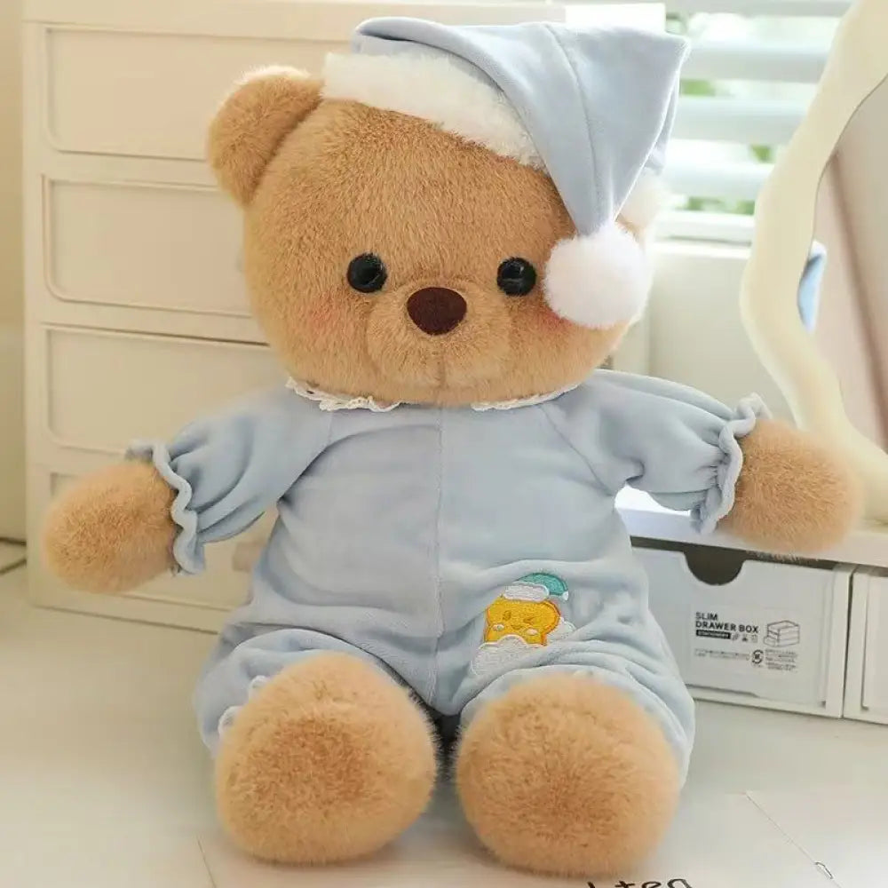 ID1431 おやすみくま 安眠シリーズ ふわもこ抱きぐせ 寝かしつけ相棒 こどもギフト 誕生日サプライズ 夜の守り ママの見方 ブルー / 40cm インテリア雑貨＞ぬいぐるみ