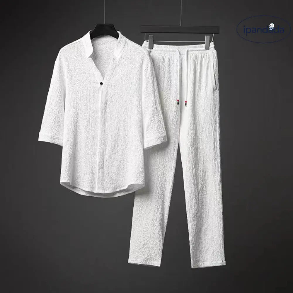 ID1762 七分袖 パジャマ メンズ 七分丈 接触冷感パジャマ セットアップ 半袖 春夏秋 柔らかく軽い 薄手の快適 七分袖Tシャツ 上下セット ルームウエア 高級紳士パジャマ 寝巻き 通気性