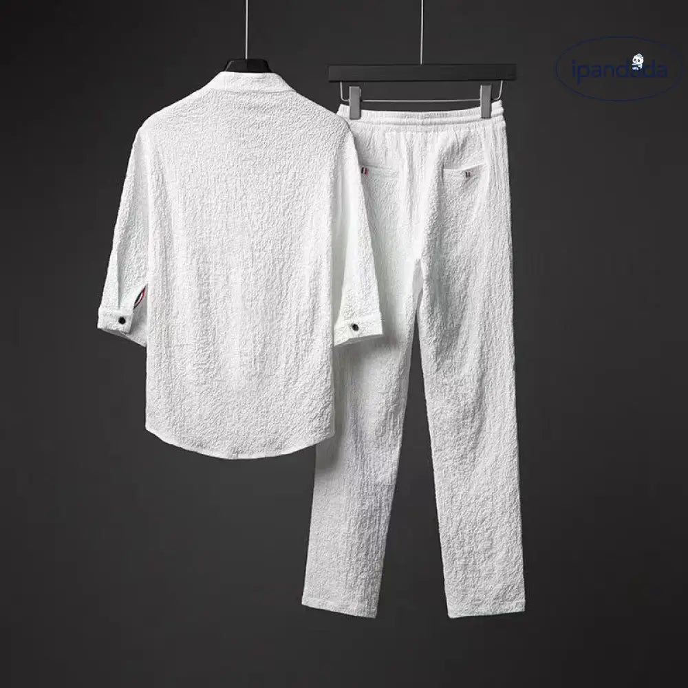ID1762 七分袖 パジャマ メンズ 七分丈 接触冷感パジャマ セットアップ 半袖 春夏秋 柔らかく軽い 薄手の快適 七分袖Tシャツ 上下セット ルームウエア 高級紳士パジャマ 寝巻き 通気性