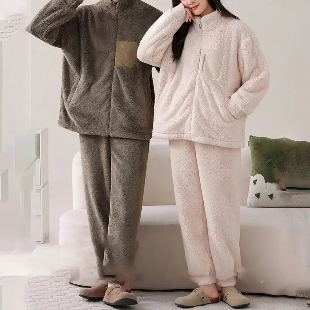 ペア ルームウェア カップル パジャマ 冬用 上下セット もこもこ フリース あったか お揃い 部屋着 可愛い 男女兼用 ふわふわ 彼氏 彼女 クリスマスプレゼント ペアギフト ホリデー限定 カップルコーデ ID3347