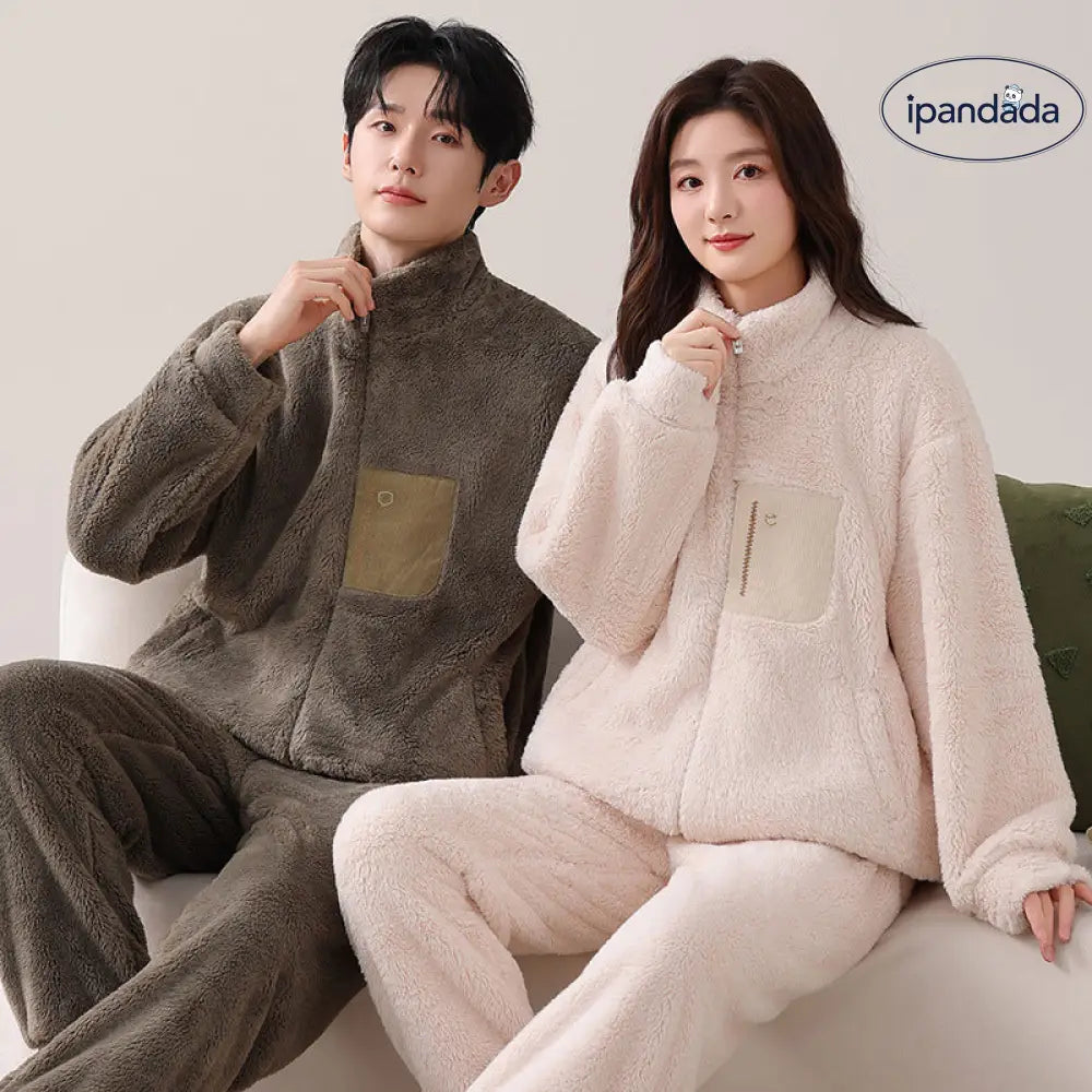 ペア ルームウェア カップル パジャマ 冬用 上下セット もこもこ フリース あったか お揃い 部屋着 可愛い 男女兼用 ふわふわ 彼氏 彼女 クリスマスプレゼント ペアギフト ホリデー限定 カップルコーデ ID3347