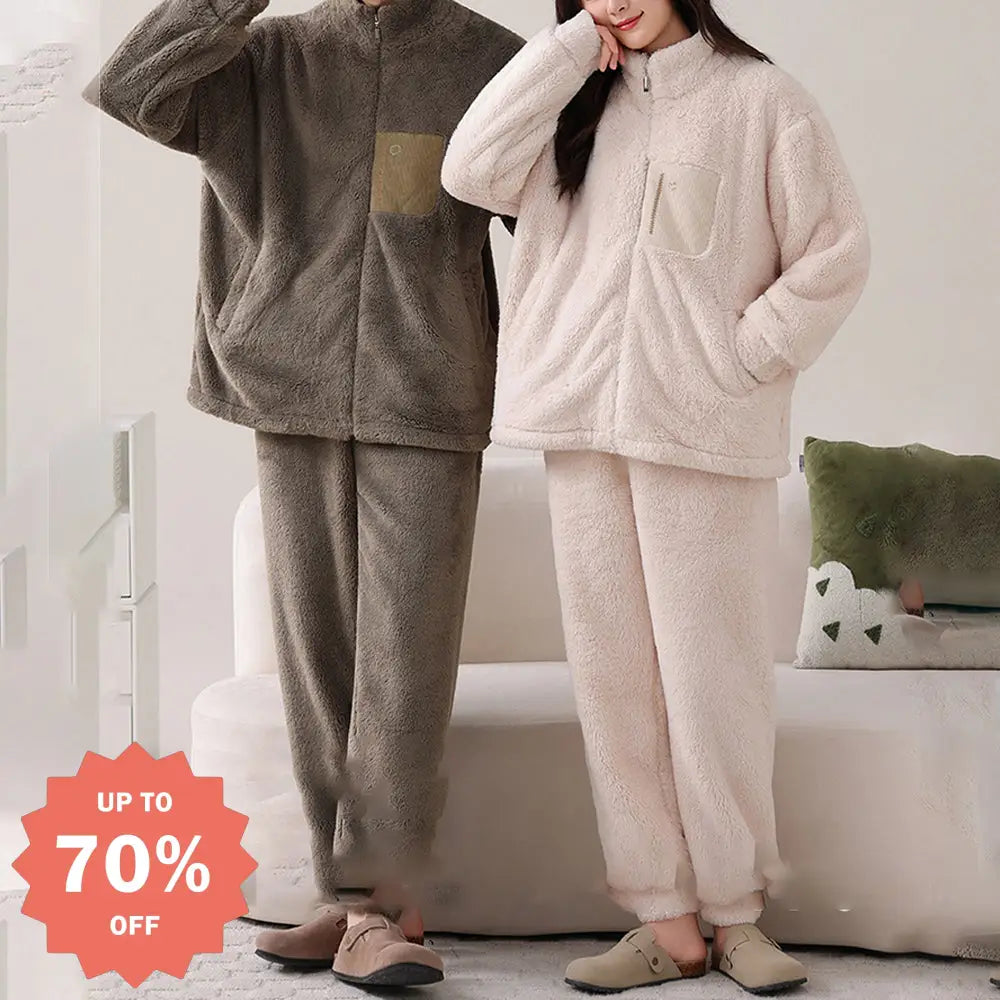 ペア ルームウェア カップル パジャマ 冬用 上下セット もこもこ フリース あったか お揃い 部屋着 可愛い 男女兼用 ふわふわ 彼氏 彼女 クリスマスプレゼント ペアギフト ホリデー限定 カップルコーデ ID3347