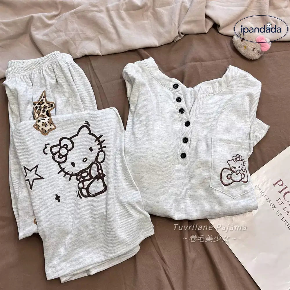 長袖 パジャマ レディース 春秋 新作 カートゥーン ハローキティ カジュアル ルームウェア ID4346