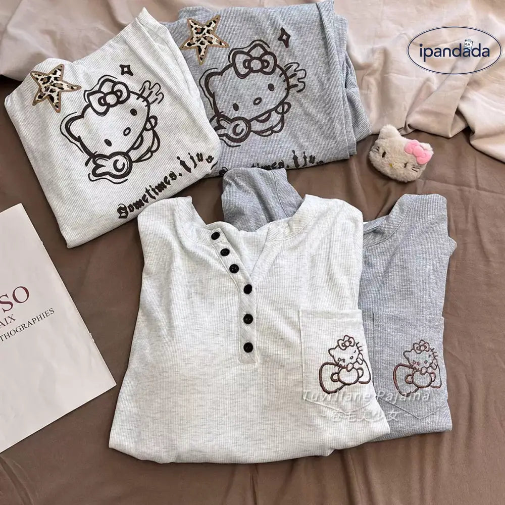 長袖 パジャマ レディース 春秋 新作 カートゥーン ハローキティ カジュアル ルームウェア ID4346