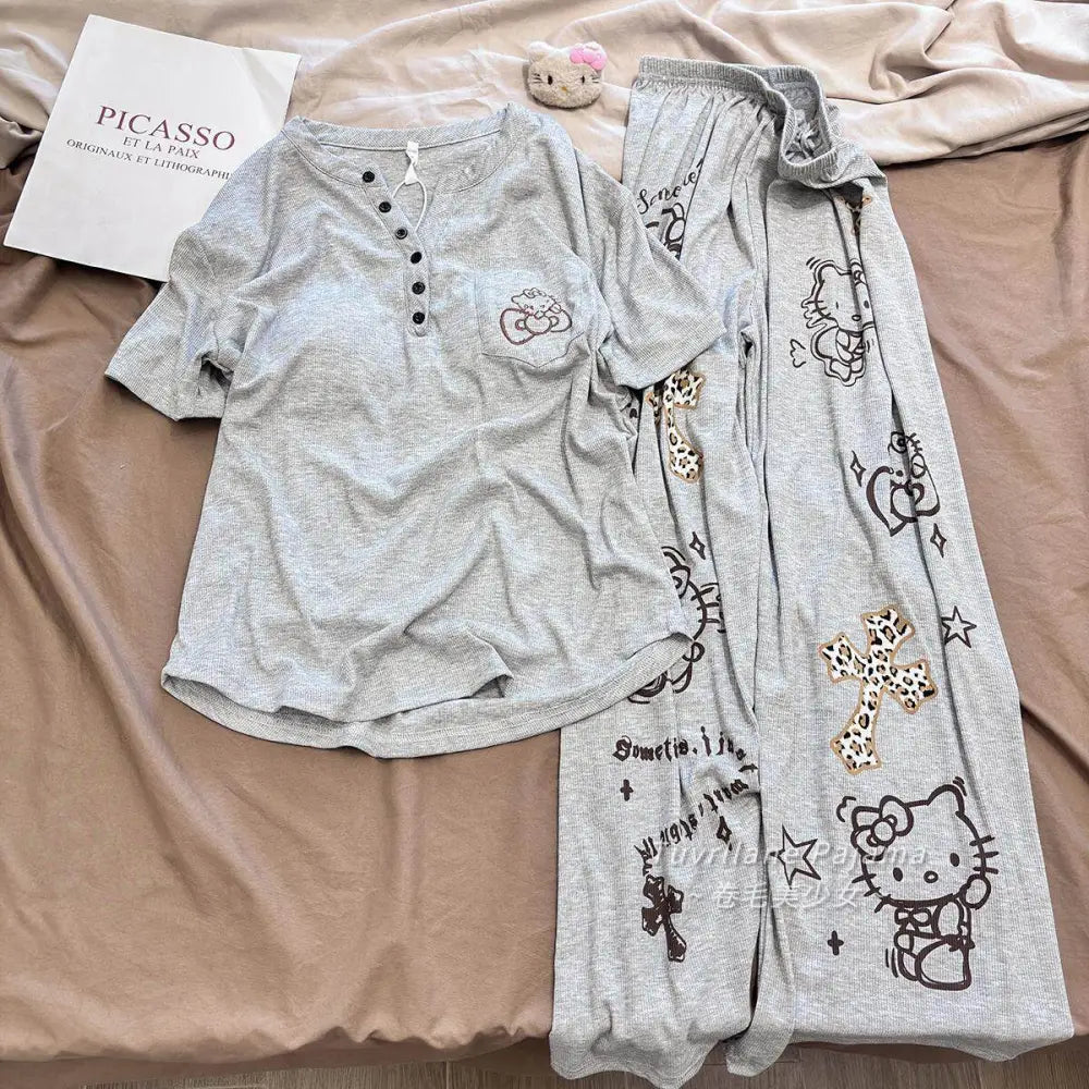 長袖 パジャマ レディース 春秋 新作 カートゥーン ハローキティ カジュアル ルームウェア ID4346 タイプ⑧ / M