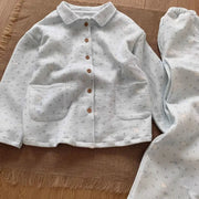 長袖 うさぎ キルティング パジャマ セット 厚手 保温 かわいい 可愛い 暖かい あったか 長袖 ルームウェア かわいい 部屋着 2点セット ID4057 ブルー / M レディース＞セットアップ