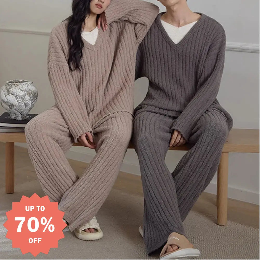 冬 カップル パジャマ 無地 フリース 厚手 ゆったり 休闲 2点セット メンズ レディース ルームウェア 無印 ID2947