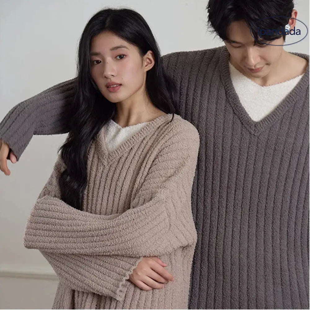 冬 カップル パジャマ 無地 フリース 厚手 ゆったり 休闲 2点セット メンズ レディース ルームウェア 無印 ID2947