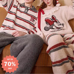 パジャマ レディース 秋冬 フリース オフショルダー ワイドネック キャラクター 家庭用セット 柔らかく 暖かい あったか もこもこ カップル クリスマス ギフト ID3162 コーディネート＞ペアルック