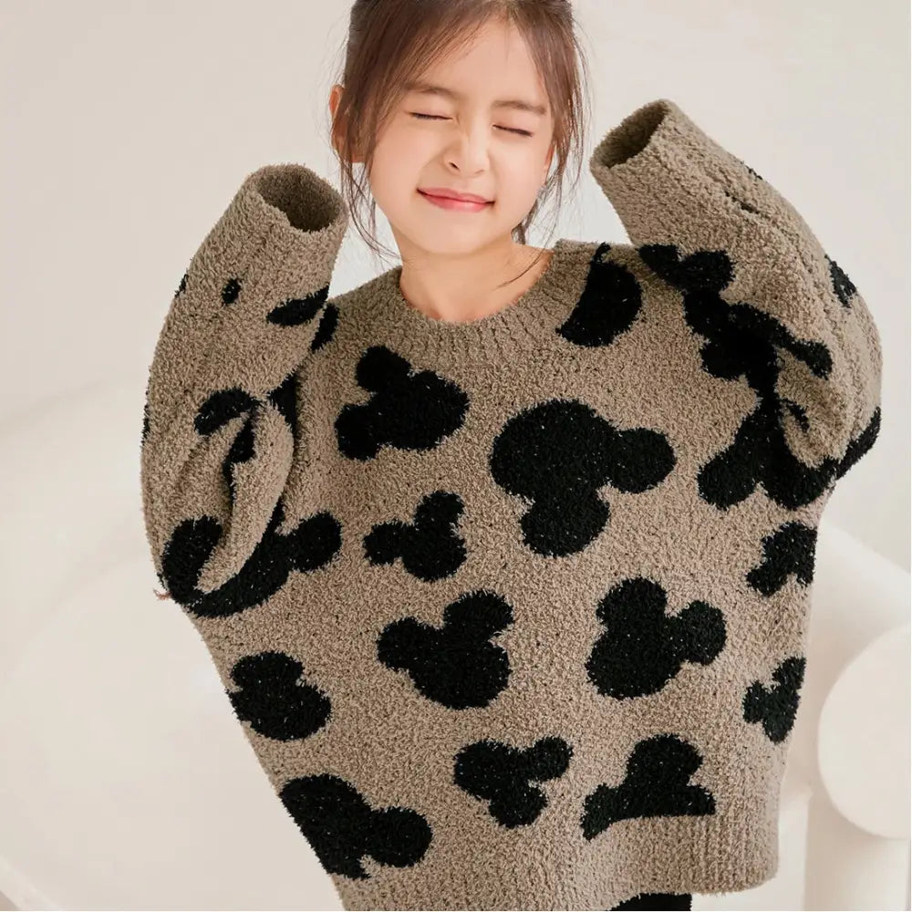 冬モデル コーラルフリース 子供用 パジャマ SNOOPY 可愛い刺繍 キャラクター柄 セット ホームウェア ID3217 女の子用 ブラウン / 120cm