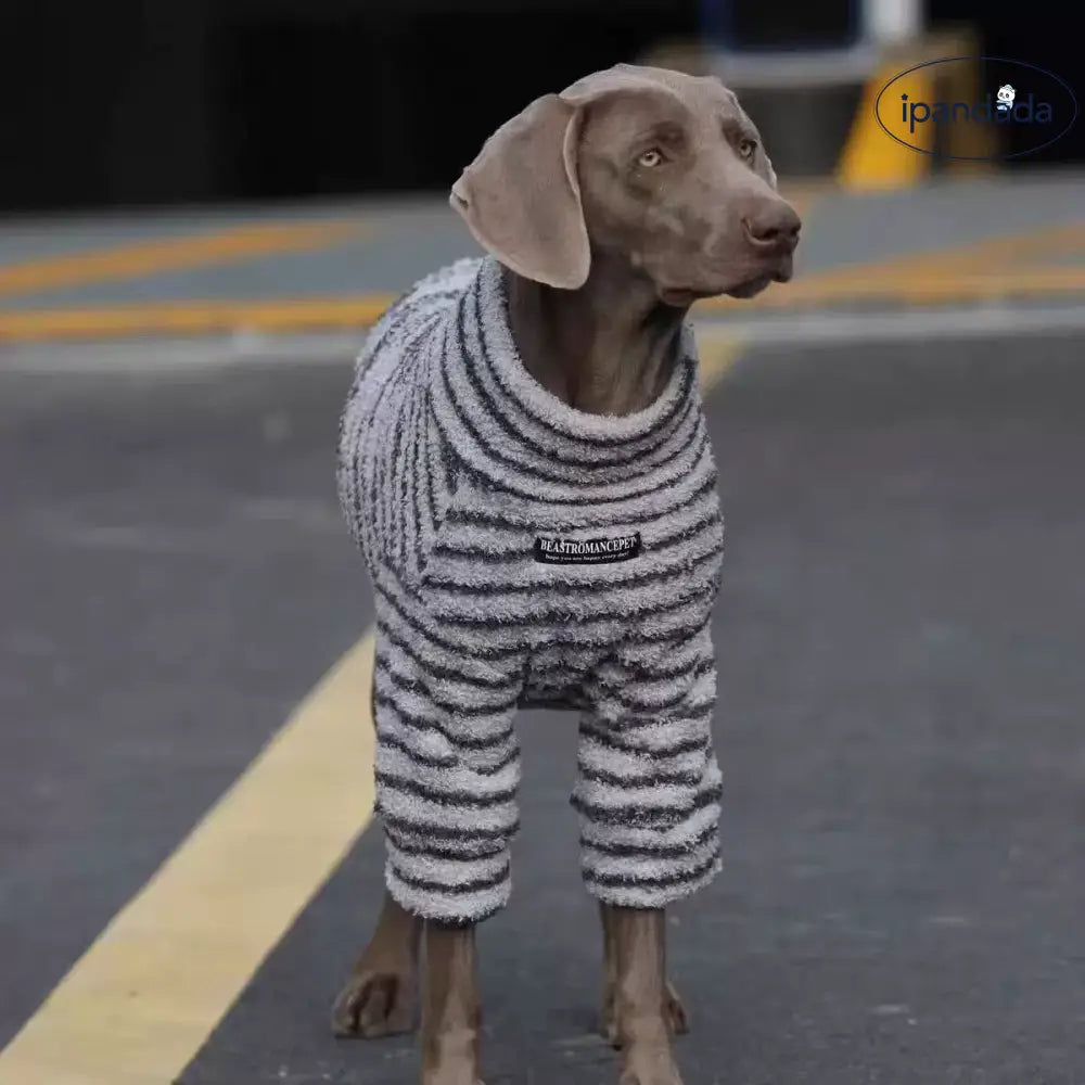 中型 大型犬 ペット用 犬服 暖かい フリース 保温 スウェット ラブラドール ゴールデン・レトリバー 秋冬服 インナー セーター ストライプ ID2420