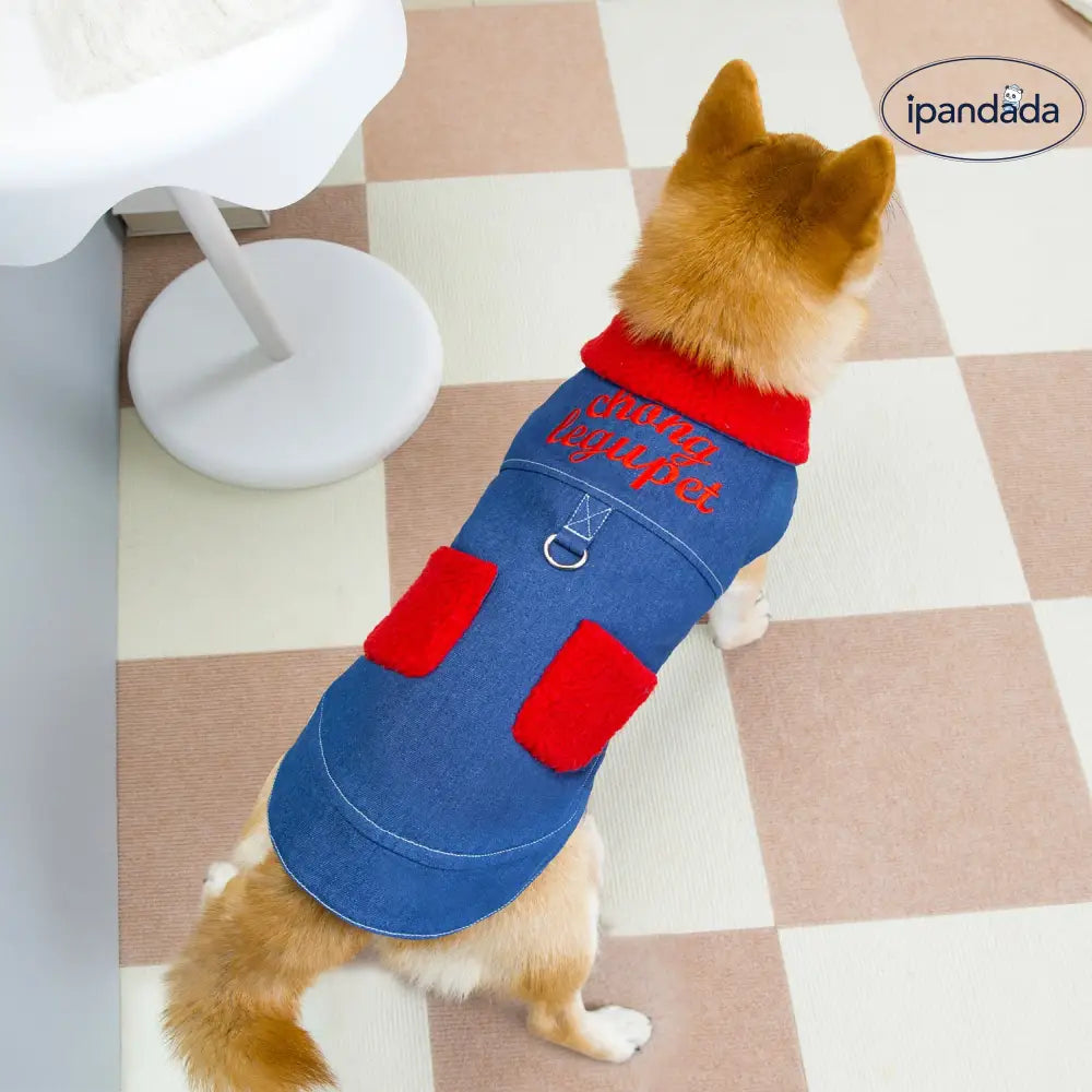 中型犬 大型犬 秋冬 デニム コットンジャケット 新作 しばいぬ ゴールデンレトリバー 犬用 保温 胸背付き ペットウェア ID3121