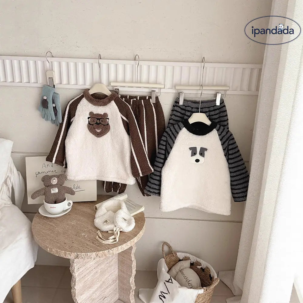 子供 冬 パジャマ セット 男の子 ルームウェア 加フリース セット 快適 加厚 保温 ID2917