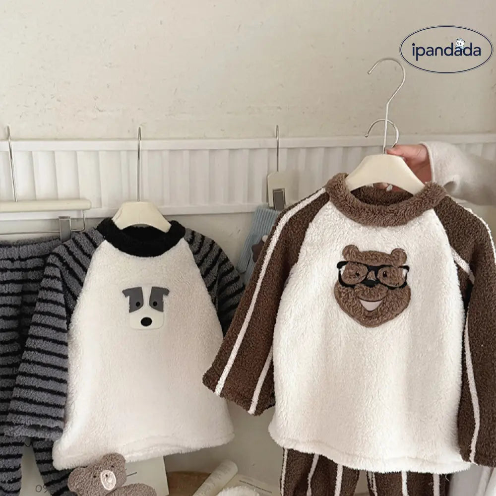 子供 冬 パジャマ セット 男の子 ルームウェア 加フリース セット 快適 加厚 保温 ID2917
