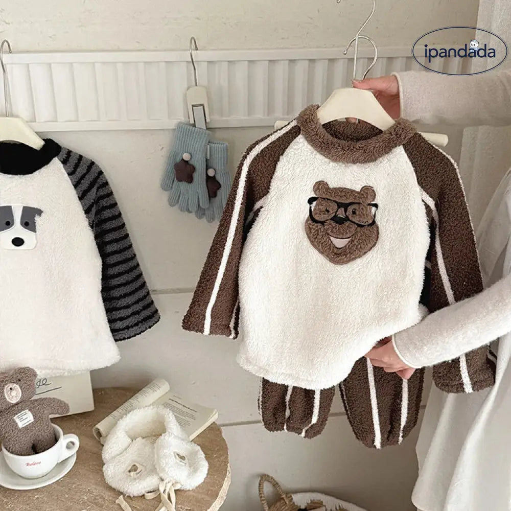 子供 冬 パジャマ セット 男の子 ルームウェア 加フリース セット 快適 加厚 保温 ID2917