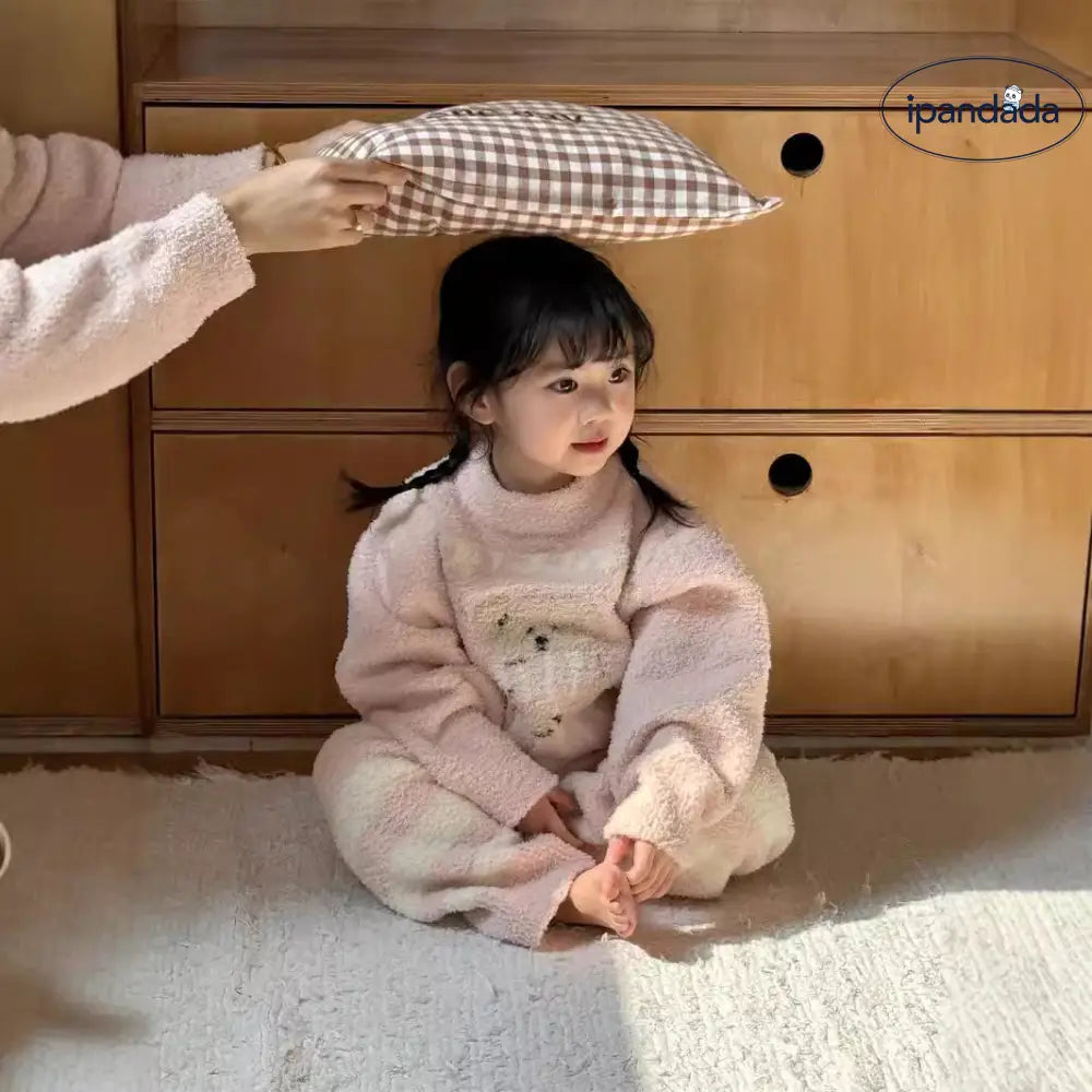 子供 フリース パジャマ セット 秋冬 新作 親子 男女子 保温 ルームウェア セット ID2919