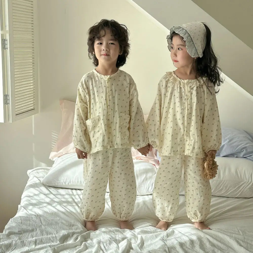 子供 パジャマ 綿100% ガーゼ 新作 春秋 男の子 女の子 長袖 セットアップ ベビー ホームウェア 快適 柔らかい 通気性 おしゃれ ID4003 ベビー＆キッズ