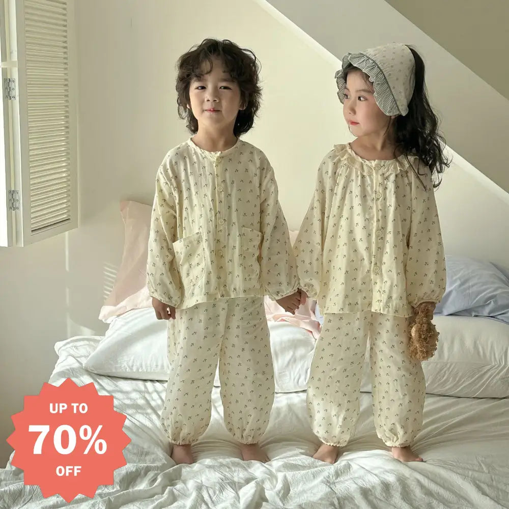 子供 パジャマ 綿100% ガーゼ 新作 春秋 男の子 女の子 長袖 セットアップ ベビー ホームウェア 快適 柔らかい 通気性 おしゃれ ID4003 ベビー＆キッズ