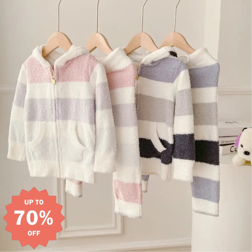 子供 秋冬 フード付き 可愛い 五角星 ジッパー ふわふわ 長袖 長パンツ ルームウェア パジャマ セット ID2885