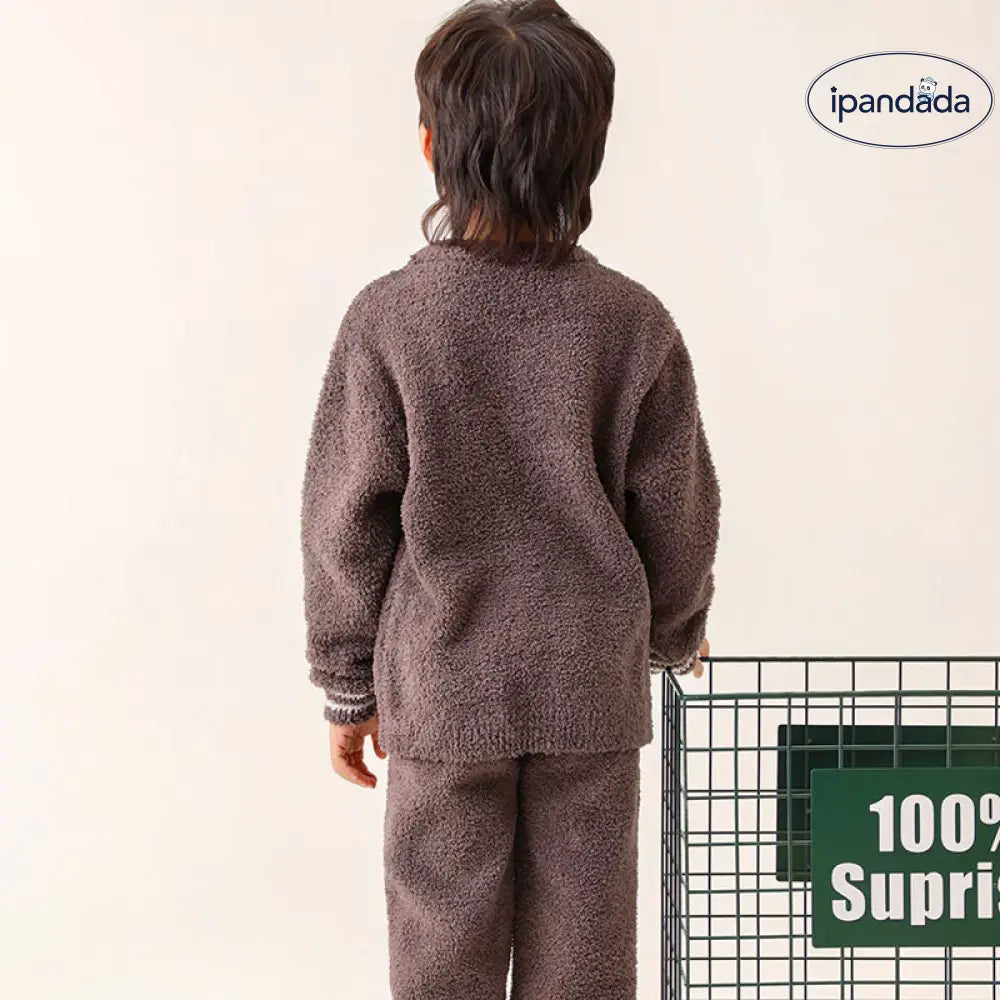 ふわふわ パジャマ カートゥーン 象 子供用 秋冬用 裏起毛 厚手 ルームウェア ID3639