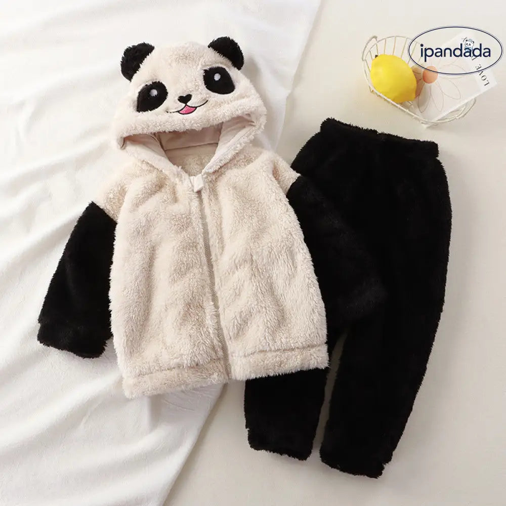 子供 秋冬 新作 フランネル フード付き 部屋着 セット 男女 ベビー パンダ 可愛い モコモコ セーター 小さな 子供 パジャマ ID2521
