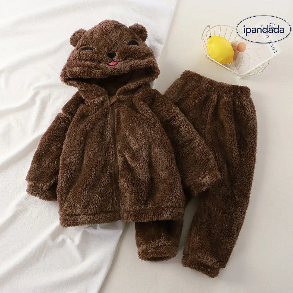 子供 秋冬 新作 フランネル フード付き 部屋着 セット 男女 ベビー パンダ 可愛い モコモコ セーター 小さな 子供 パジャマ ID2521