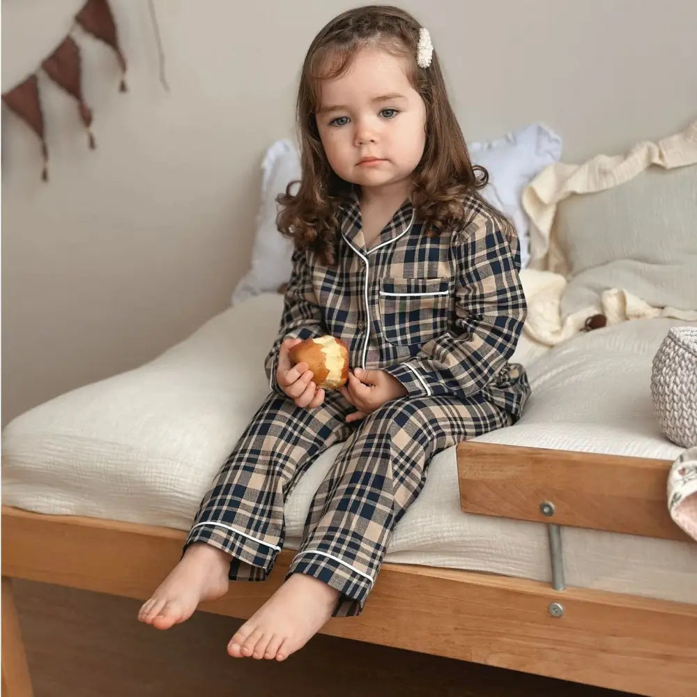 子供 ルームウェア セット 長袖 春夏秋 肌着 ベビー キッズ 男の子 女の子 パジャマ 肌に優しい ID4025 ネイビー / 80cm